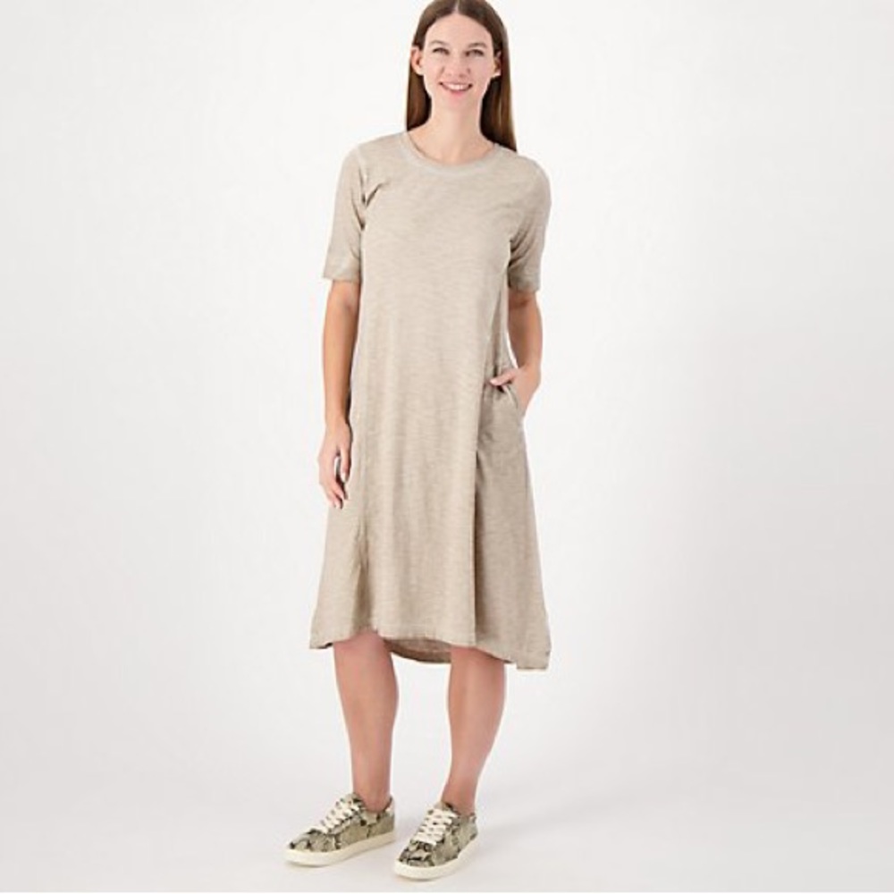 LOGO by Lori Goldstein Regular Cotton Modal Dress - Cobblestone (sz 5X) A601260